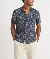 Short Sleeve Tencel Linen Shirt India Ink Mini Floral