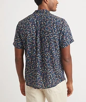 Short Sleeve Tencel Linen Shirt India Ink Mini Floral