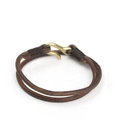 Caputo & Co. Leather Cord Double Wrap in Tan