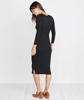 Longsleeve Lexi Midi Dress Black Rib