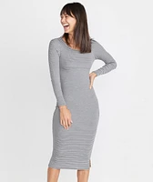 Longsleeve Lexi Midi Dress Grey/White Stripe