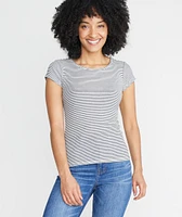 Lila Rib Scoopneck Natural/Black Stripe