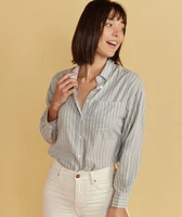 Madison Boyfriend Button Down Menswear Stripe