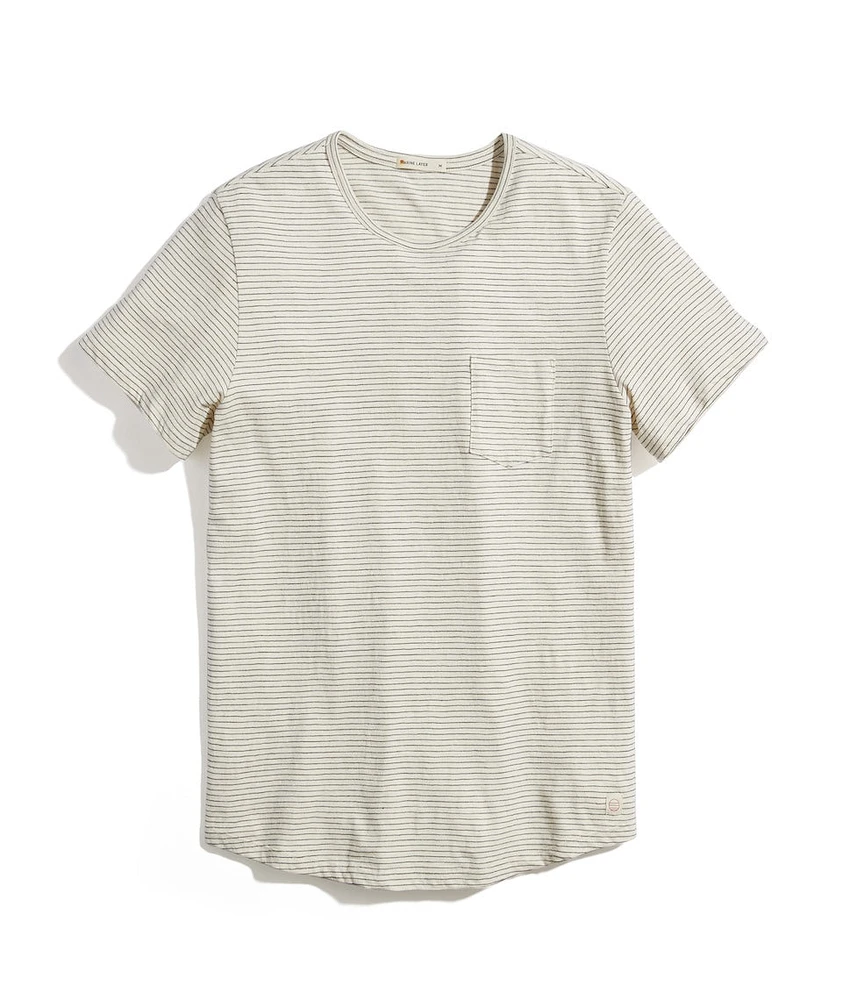 Saddle Hem Pocket Tee Natural/Black Stripe