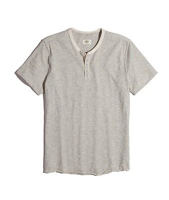 Short Sleeve Henley Natural Stripe