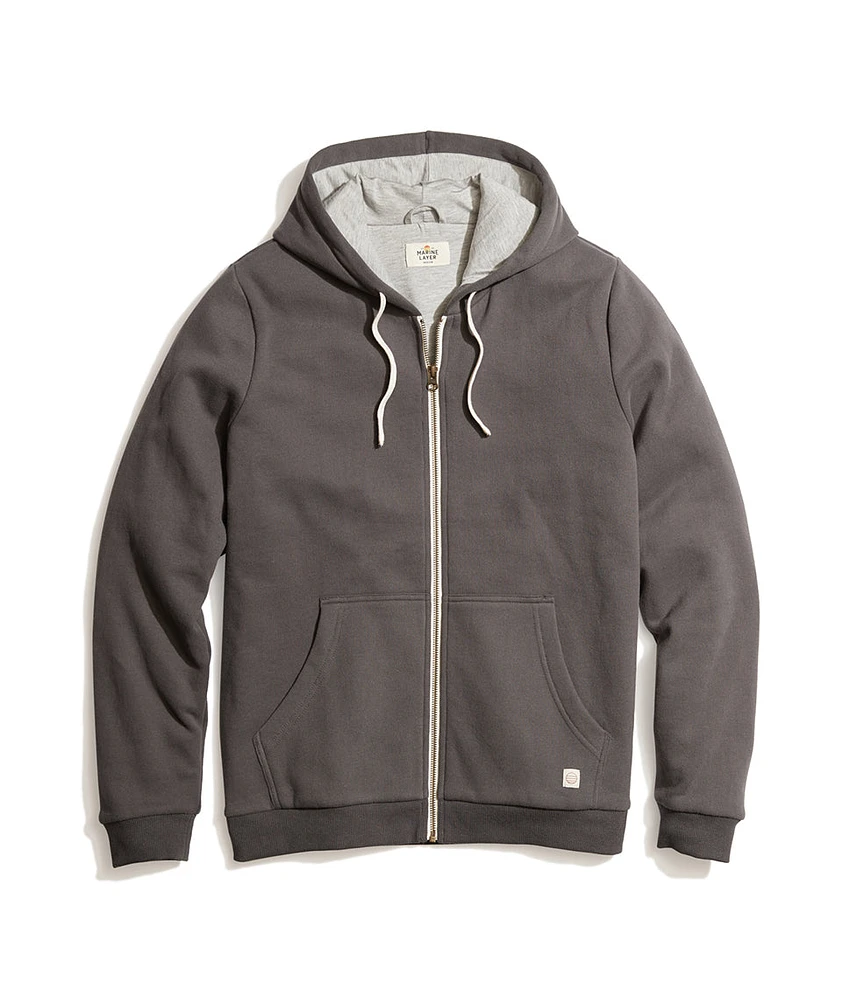 Signature Zip Lined Hoodie Dark Heather Grey