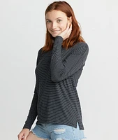 Mona Long Sleeve Crew Black/White Stripe