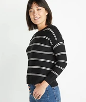 Nina Crewneck Sweater Black/Oatmeal Heather