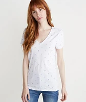 Slub V Neck Palm Print