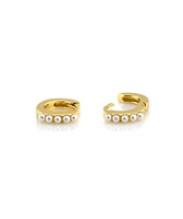 Kris Nations Pearl Huggie Hoop Earrings in Pearl/Gold