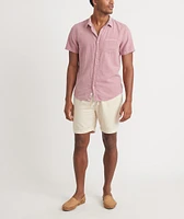 Short Sleeve Selvage Cotton Shirt Dusty Pink