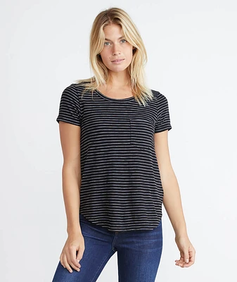 Boyfriend Saddle Tee Black Stripe