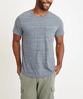 Re-Spun Saddle Hem Pocket Tee Heather Blue Neps