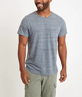 Re-Spun Saddle Hem Pocket Tee Heather Blue Neps