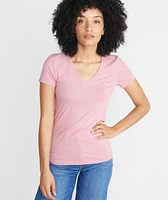 Slub V Neck Dusty Rose