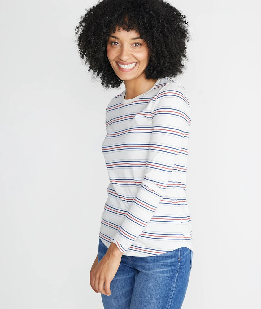 Clover Longsleeve Saddle Crew Retro Stripe