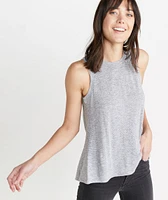 Tulip Back Tank Thin Grey & White Stripe