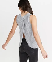 Tulip Back Tank Thin Grey & White Stripe