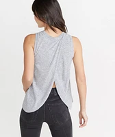 Tulip Back Tank Thin Grey & White Stripe