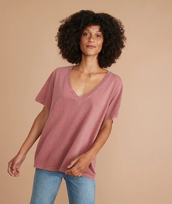 Boyfriend V-Neck Tee Ruby Wine