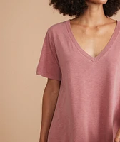 Boyfriend V-Neck Tee Ruby Wine