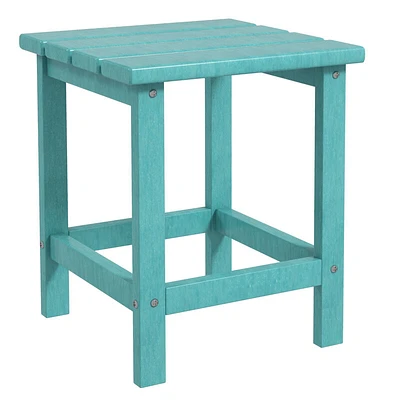 Outsunny Adirondack Side Table, Square Patio End Weather Resistant 15" Outdoor HDPE Table for Porch, Pool, Balcony, Green