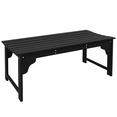 Outsunny Wooden Garden Bench, Outdoor Park Bench with Slatted Seat, Backless Front Porch Curved Seat for Conservatory, Garden, Poolside, Deck, Black