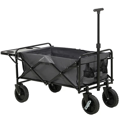 Outsunny Foldable Wagon Graden Carts with Wheels and Side Table