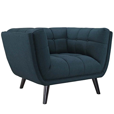 Modway Bestow Mid-Century Modern Upholstered Fabric Button-Tufted Armchair in Blue