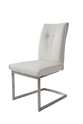 Dining Chair with PU seat and Brushed stainless steel leg