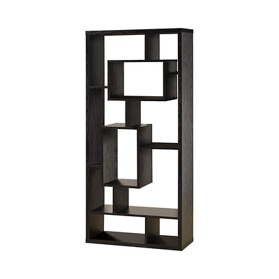 Asymmetrical Cube Black Book Case with Shelves - Benzara