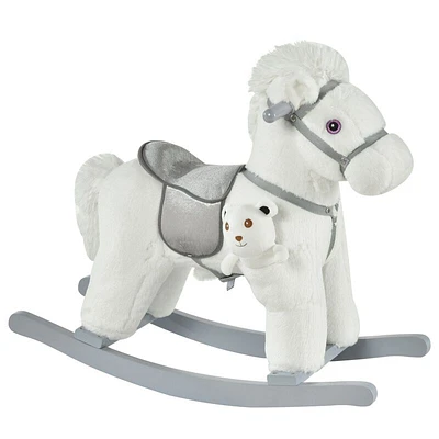 Kids Plush Ride-On Rocking Horse Toy Children Chair with Soft Plush Toy & Fun Realistic Sounds
