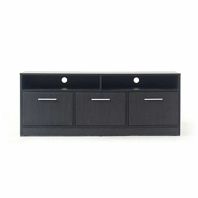 FC Design Klair Living Contemporary TV Stand with Three Soft-closing Doors in Dark Gray
