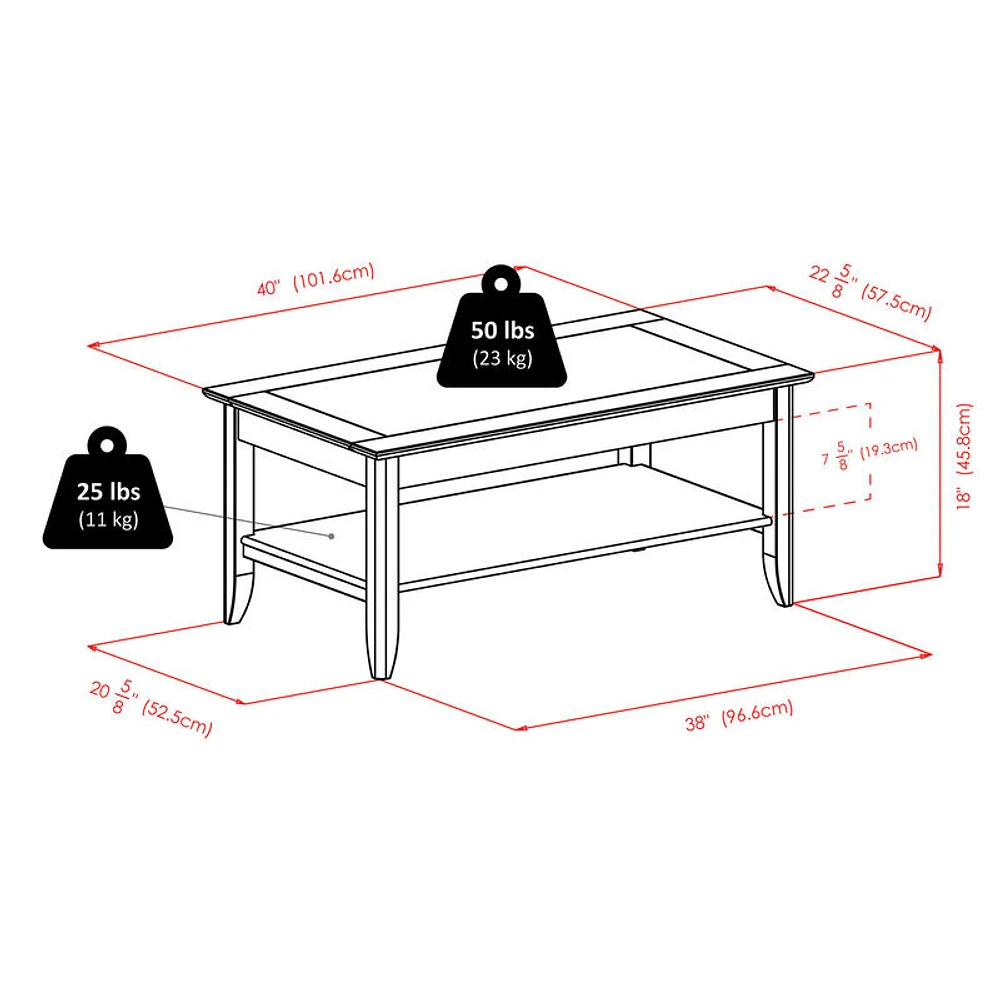 Winsome Wood Santino Coffee Table, 40 W, Oyster Gray | The Market Place