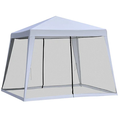 10'x10' Outdoor Party Tent Canopy with Mesh Sidewalls, Patio Gazebo Sun Shade Screen Shelter