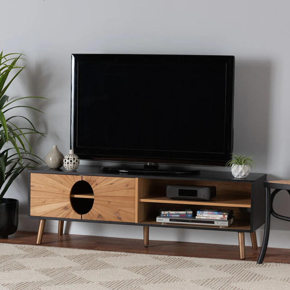 Baxton Studio Chester Modern and Contemporary Two-Tone Dark and Natural  Brown Finished Wood TV Stand | The Market Place