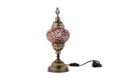 14.5 in. Handmade Separated Circles Mosaic Glass Table Lamp with Brass Color Metal Base
