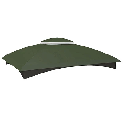 Outsunny 10' x 12' Gazebo Canopy Replacement, 2-Tier Outdoor Cover Top Roof with Drainage Holes, (TOP ONLY), Green