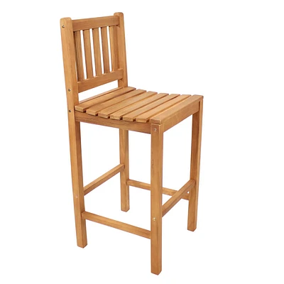 Sunnydaze Teak Wood Outdoor Bar-Height Chair - 43" H