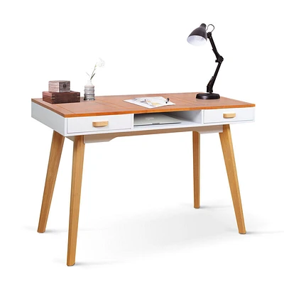 Modern Simple Style Solid Wood Computer Desk, Home Office Writing Desk, Study Table with Drawers