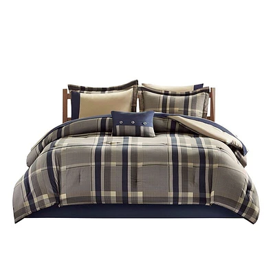 Gracie Mills Lirael Classic Plaid Brushed Microfiber Comforter Set with Bed Sheets