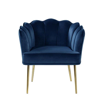 Jackie Navy Velvet Accent Chair with Gold Legs
