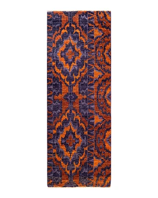 Modern, One-of-a-Kind Hand-Knotted Area Rug - Purple, 2' 7" x 8' 3"