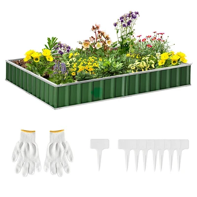 Outsunny 8.5' x 3' 1' Raised Garden Bed, Galvanized Metal Planter Box for Vegetables Flowers Herbs