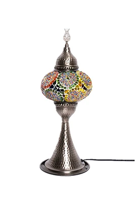 16 in. Handmade Elite Multicolor Separated Circles Mosaic Glass Table Lamp with Brass Color Metal Base