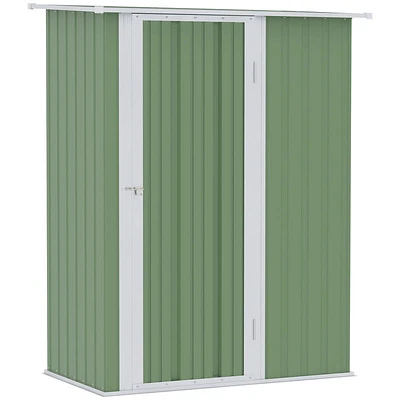 Outsunny 4.7' x 3' Outdoor Storage Shed, Galvanized Metal Utility Garden Tool House, 2 Vents and Lockable Door for Backyard, Bike, Patio, Garage, Lawn