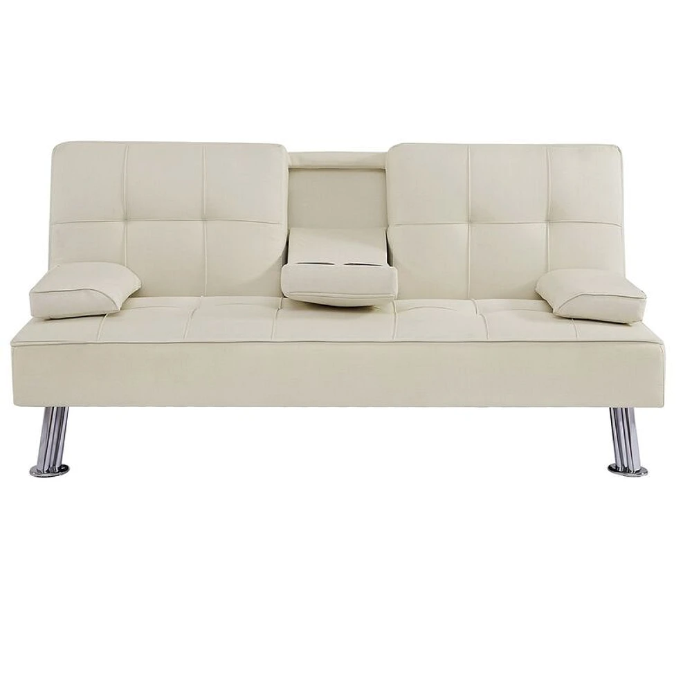 FC Design BEIGE Love Seat Sofa Bed with Cup Holder - Mathis Home in Irvine,  CA