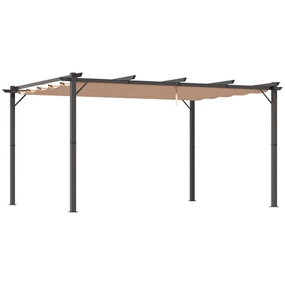 Outsunny 10' x 13' Aluminum Patio Pergola with Retractable Canopy, Backyard Shade Shelter for Porch, Outdoor Party, Garden, Grill Gazebo, Charcoal Gray