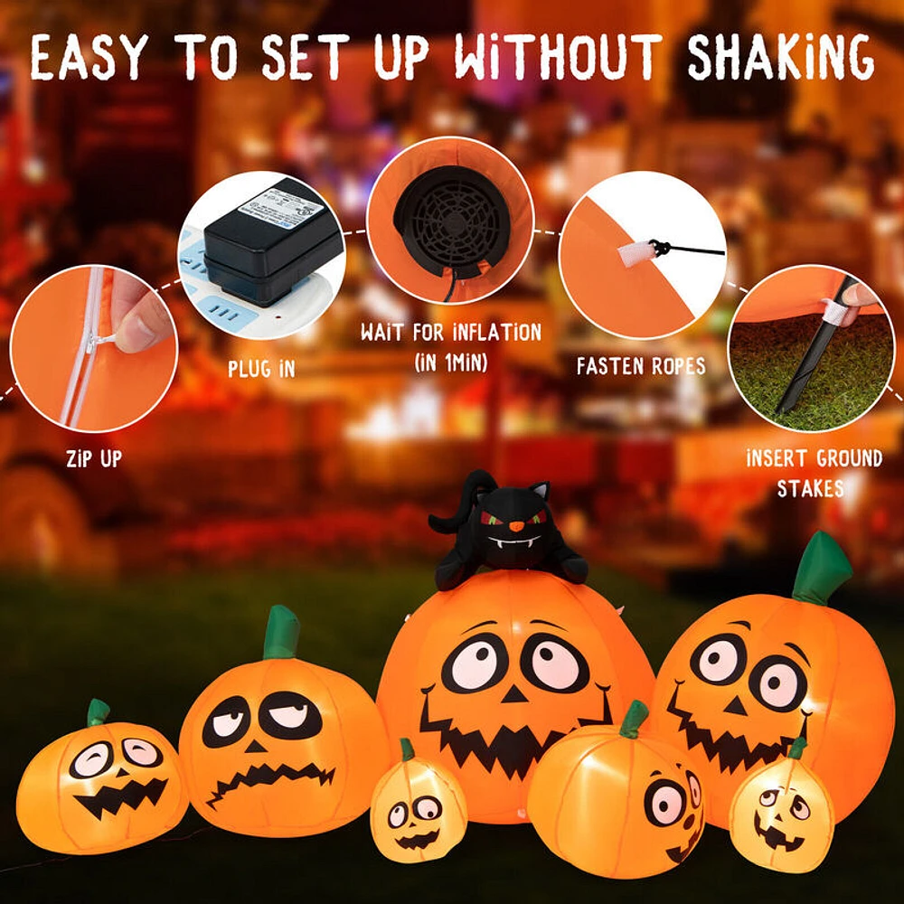 Slickblue Inflatable Pumpkin Combo Decoration with Black Cat and Built-in  LED Lights | The Market Place