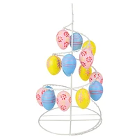 14.25" Blue Pink and Yellow Cut-Out Spring Easter Egg Tree Decor